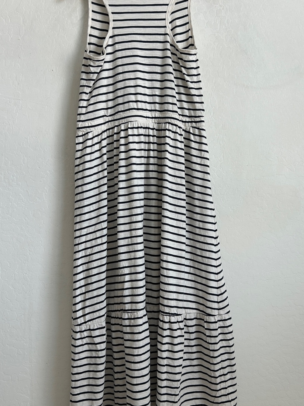 Pact Maxi Dress Medium Slub Cotton Sleeveless Racerback Striped Navy White - Picture 6 of 10
